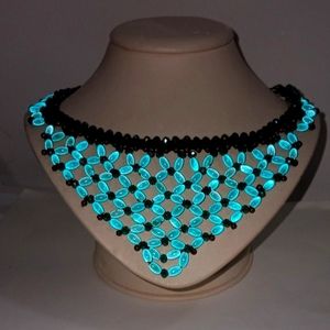 Vtg Genuine Aquamarine Crystal Necklace